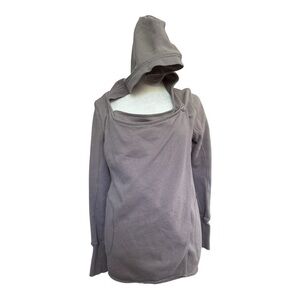 Active Seller! BCBGeneration Gray Wrap Hoodie Asymmetrical Cowl Neck Sweatshirt
